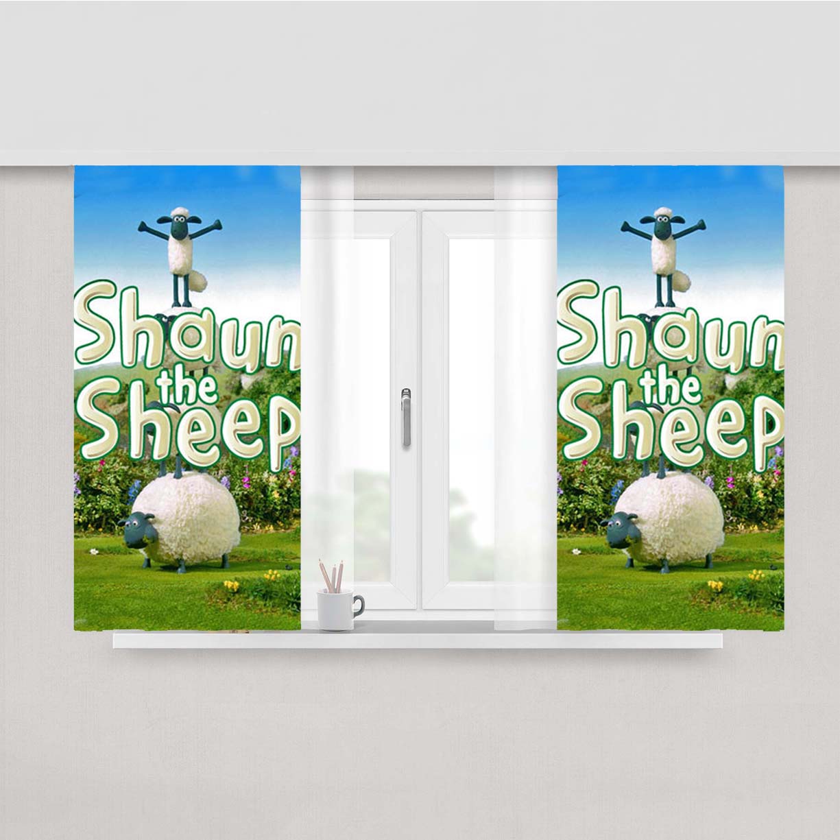 Shaun The Sheep Cover Peach Skin Window Curtains