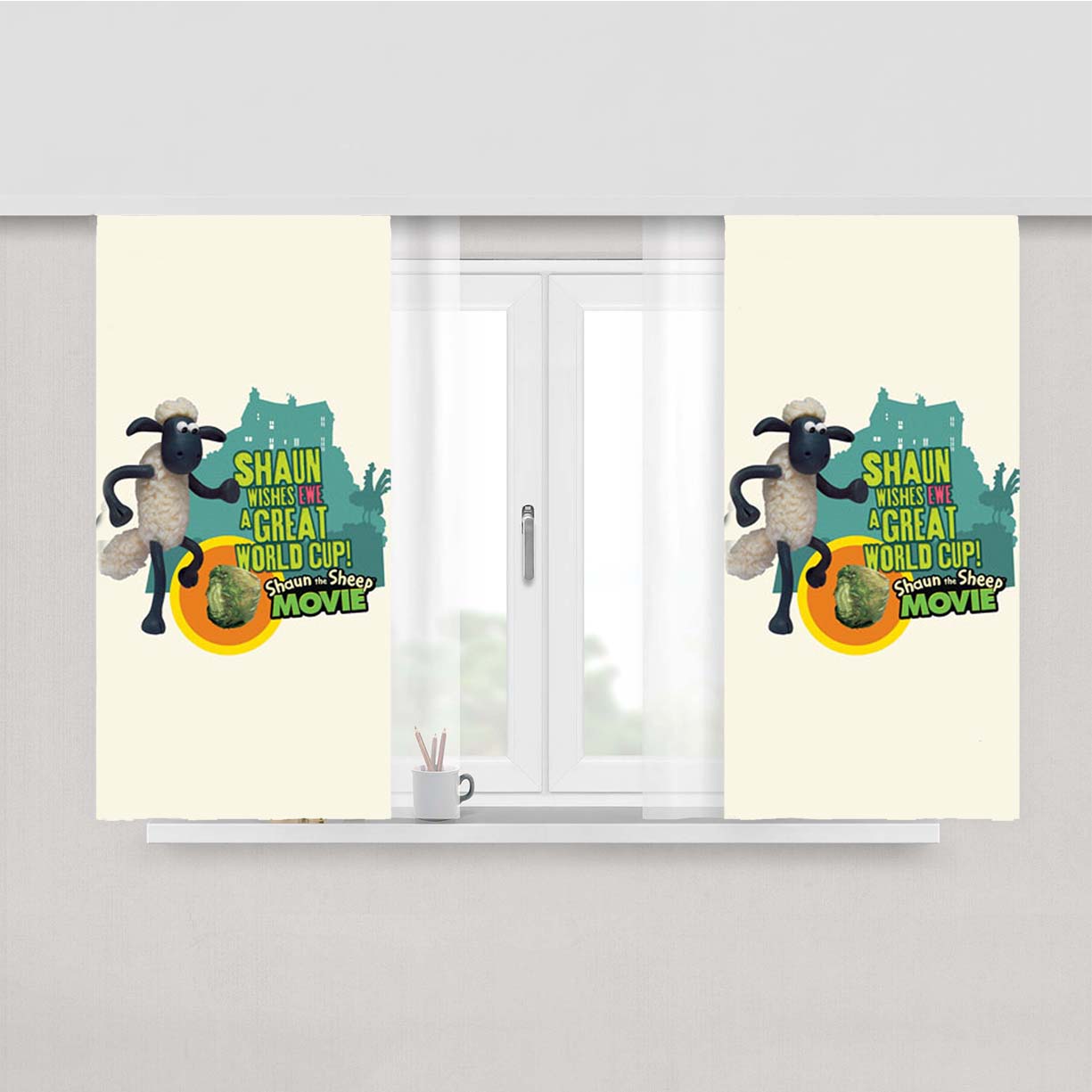 Shaun The Sheep Movie Cover Peach Skin Window Curtains