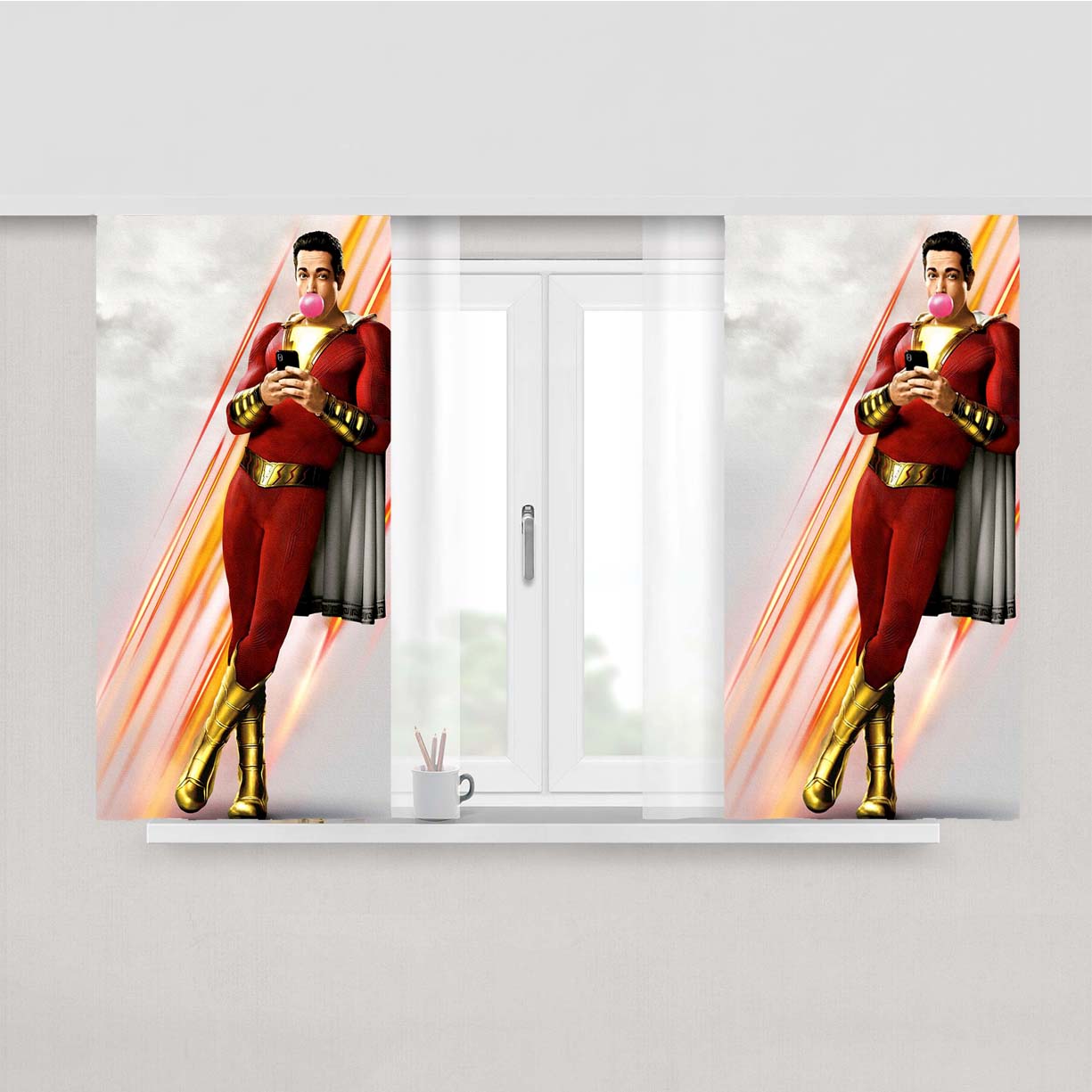 Shazam! Poster Canvas Peach Skin Window Curtains