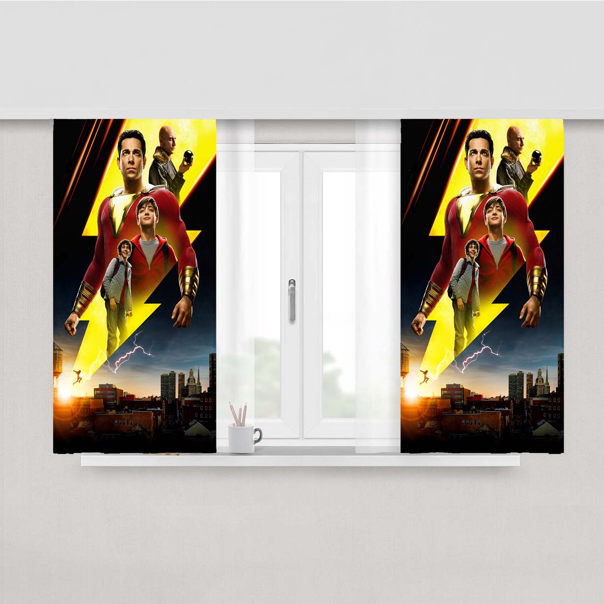Shazam Poster Peach Skin Window Curtains