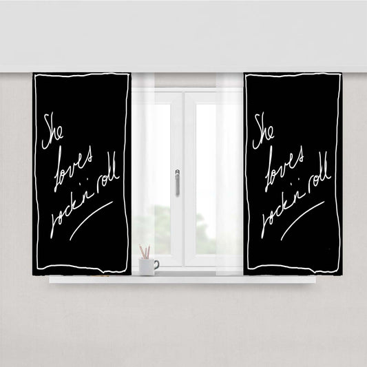 She Love Rock Music Quotes Peach Skin Window Curtains