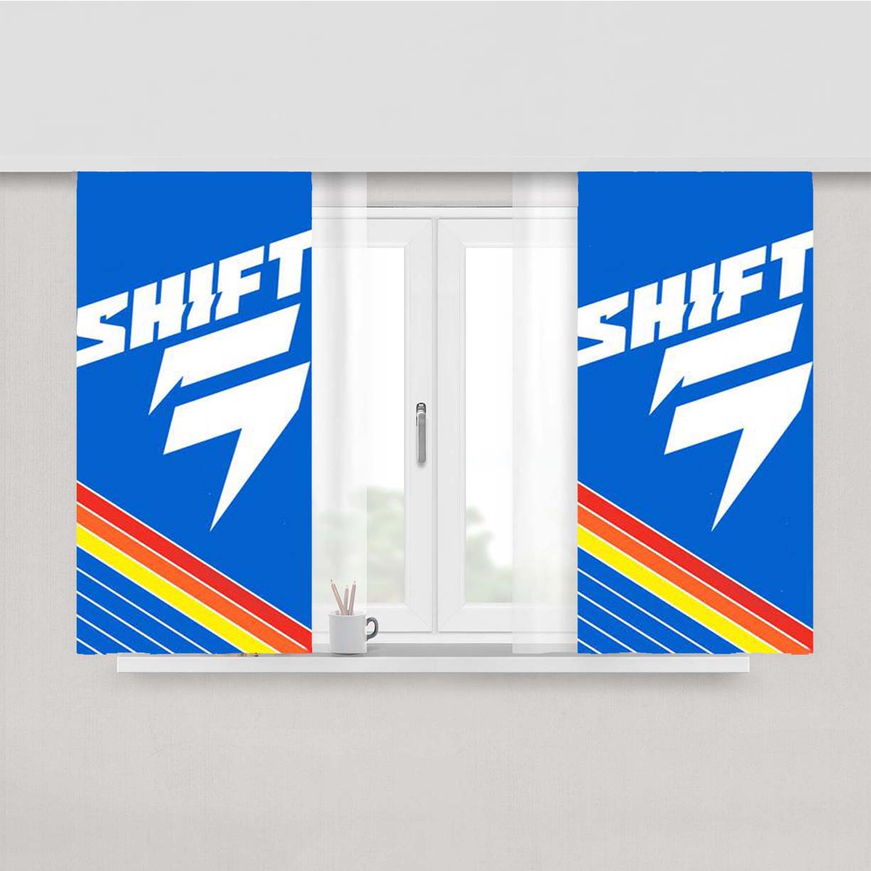 Shift Faction Camo Red Peach Skin Window Curtains