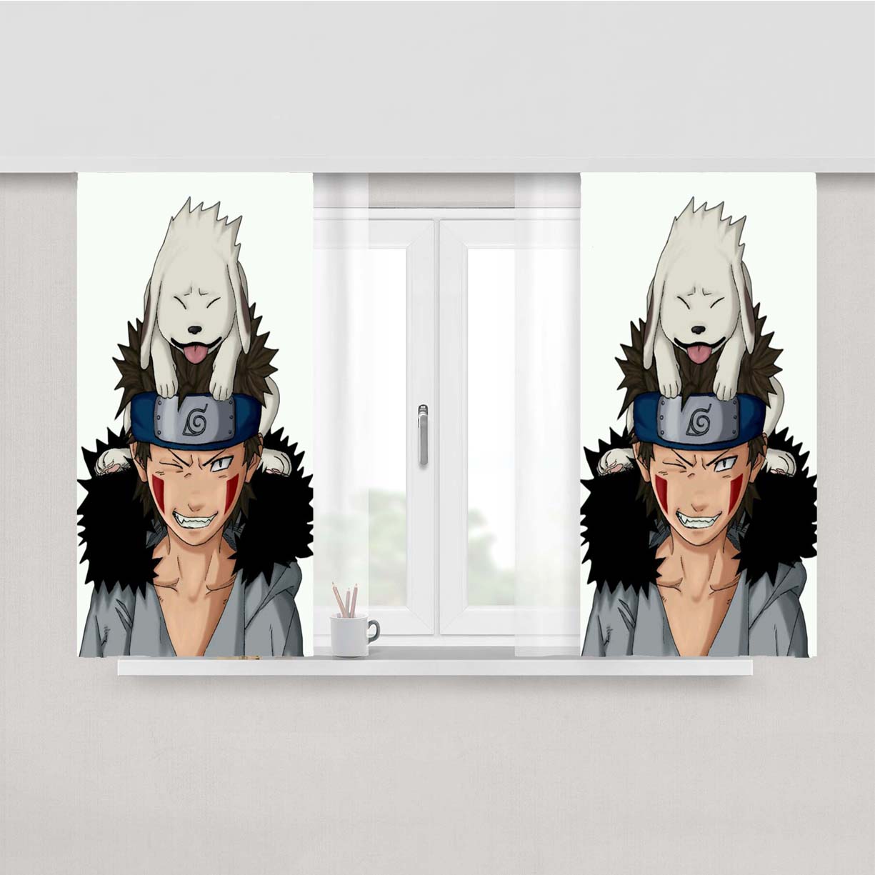 Shikamaru Naruto Shipuden Peach Skin Window Curtains