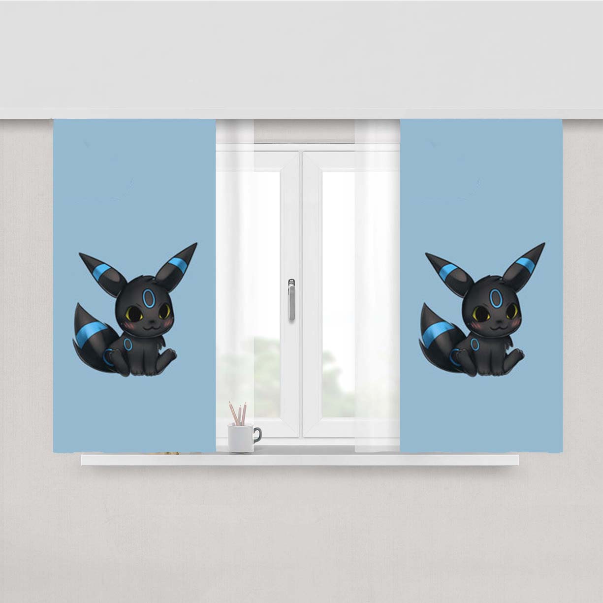 Shiny Umbreon Chibi Peach Skin Window Curtains