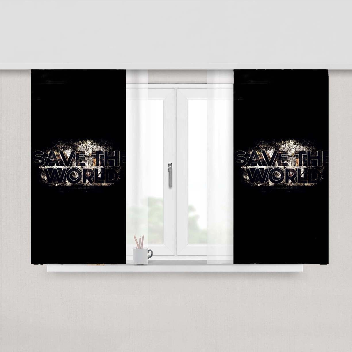 Shm Save The World Peach Skin Window Curtains