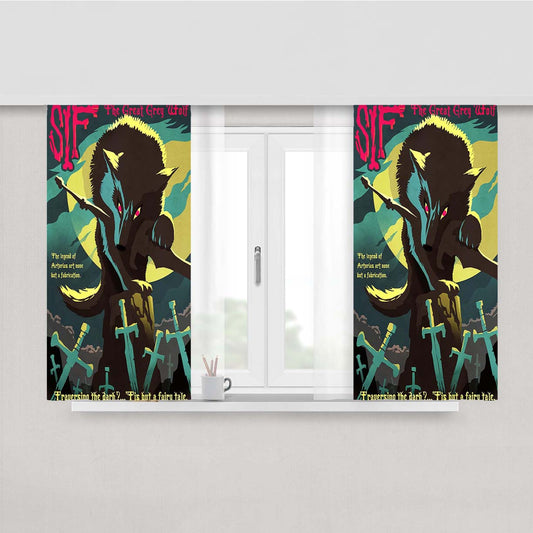 Sif Grey Wolf Dark Souls Peach Skin Window Curtains