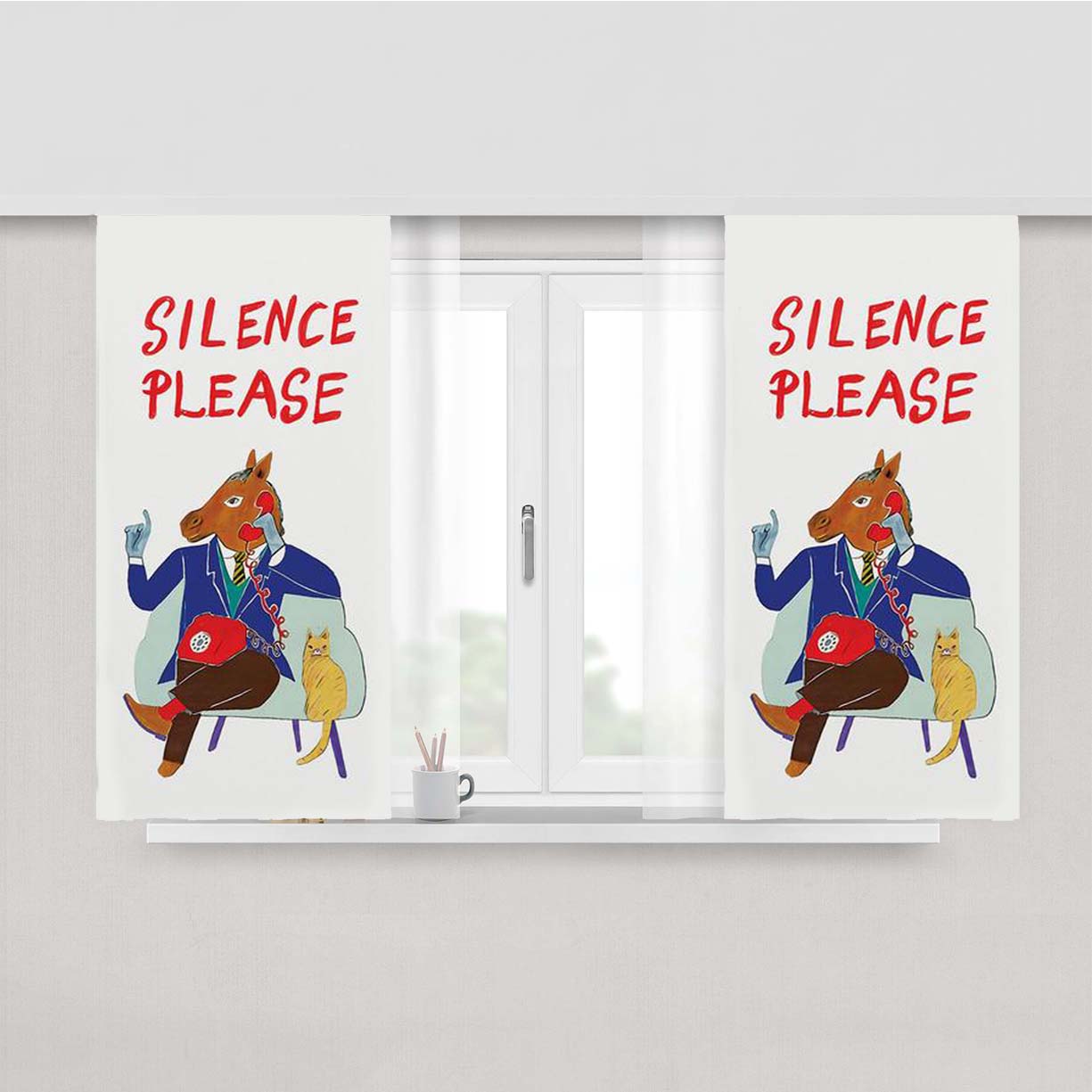 Silence Please Peach Skin Window Curtains
