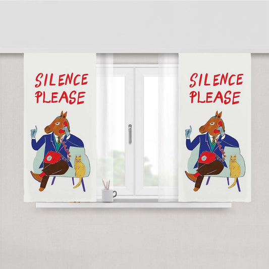 Silence Please Peach Skin Window Curtains