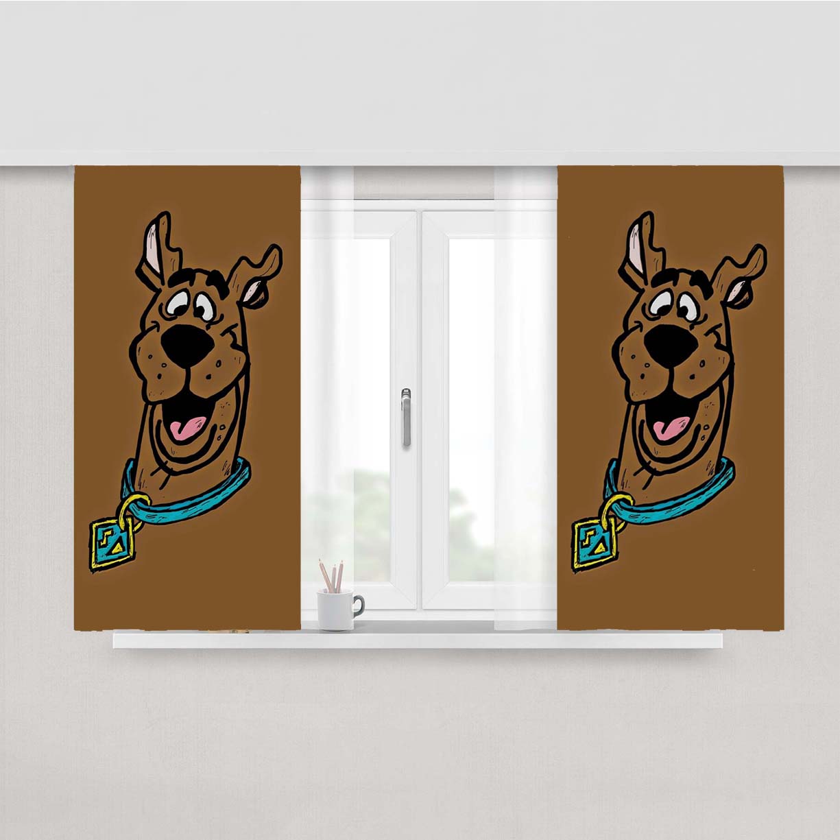 Silly Face Scobby Doo Wallpaper Peach Skin Window Curtains