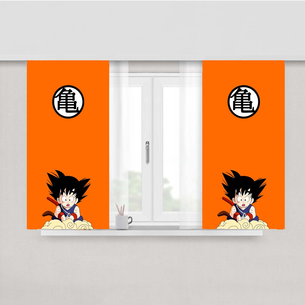 Simple Wallpaper Kid Goku Peach Skin Window Curtains