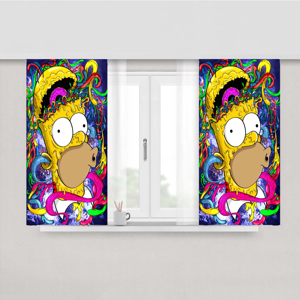 Simpson Abstrak Art Peach Skin Window Curtains