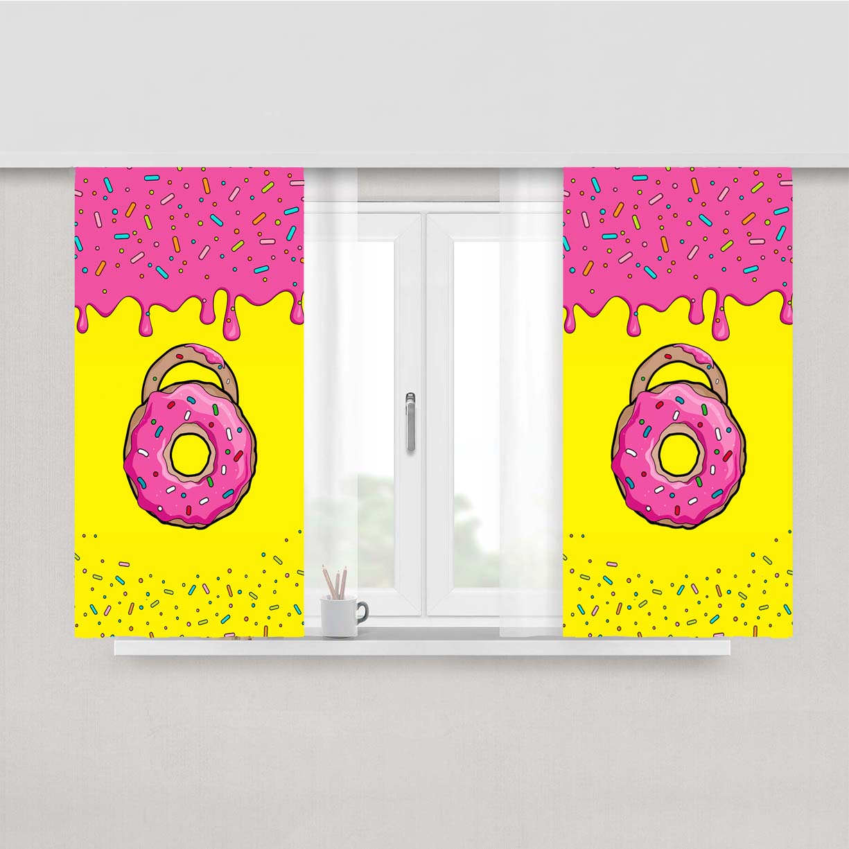 Simpsons Donut Peach Skin Window Curtains