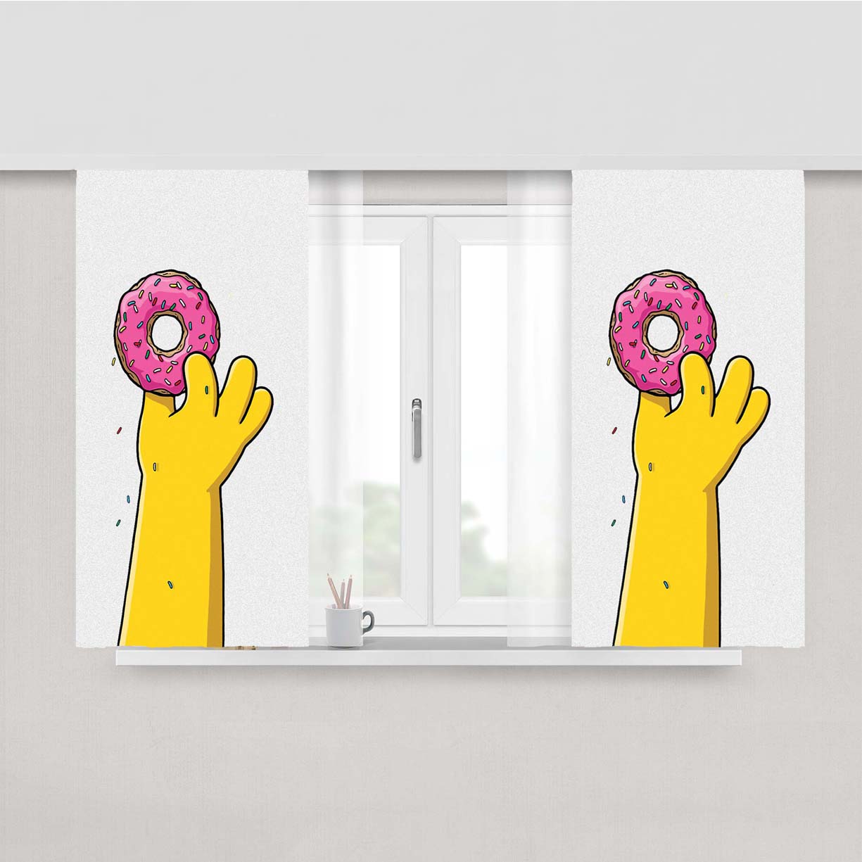 Simpsons Loves Donut Doughnut Peach Skin Window Curtains