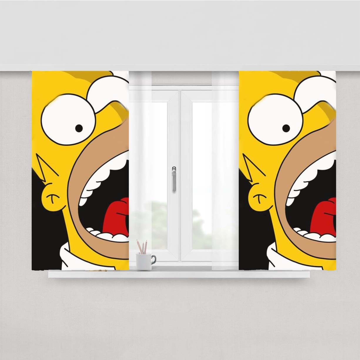 Simpsons Shout Peach Skin Window Curtains