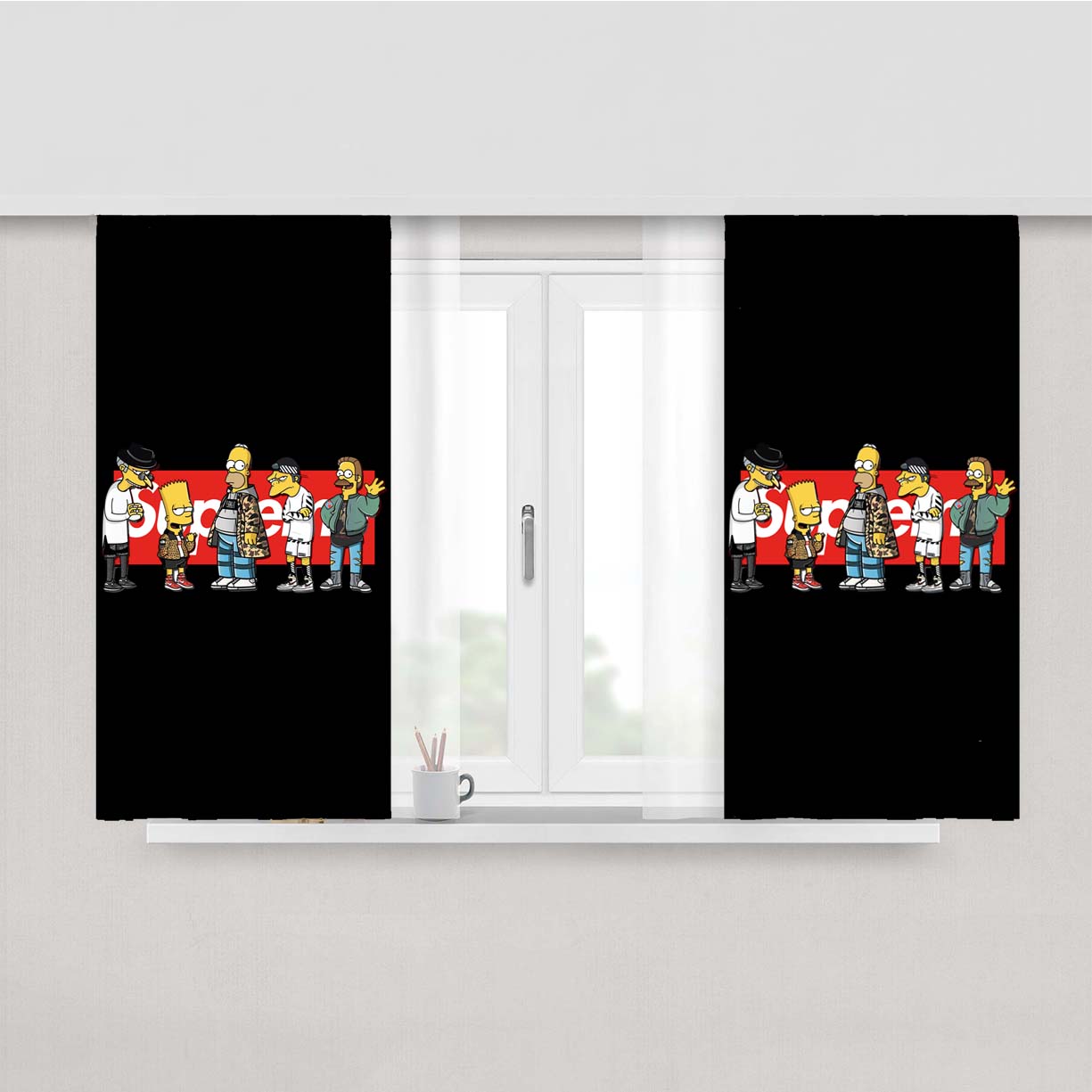 Simpsons Streetwear Peach Skin Window Curtains