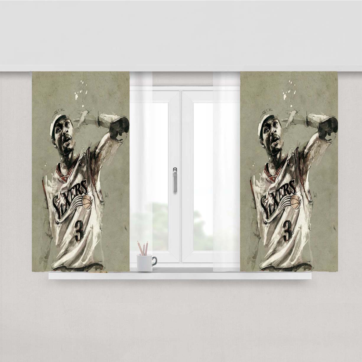 Sixers Basketball Peach Skin Window Curtains