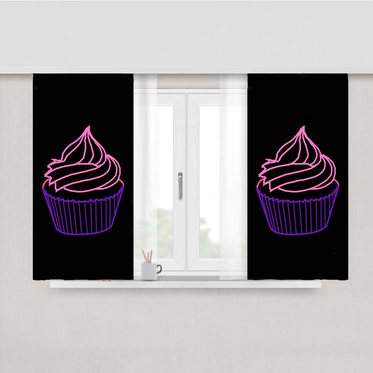 Sixty Cupcake Logo Peach Skin Window Curtains
