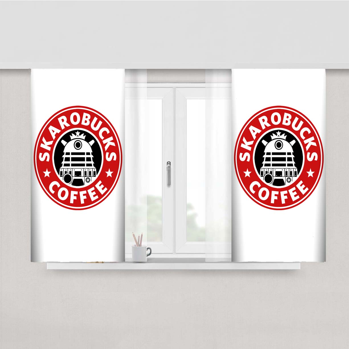 Skarobucks Red Peach Skin Window Curtains