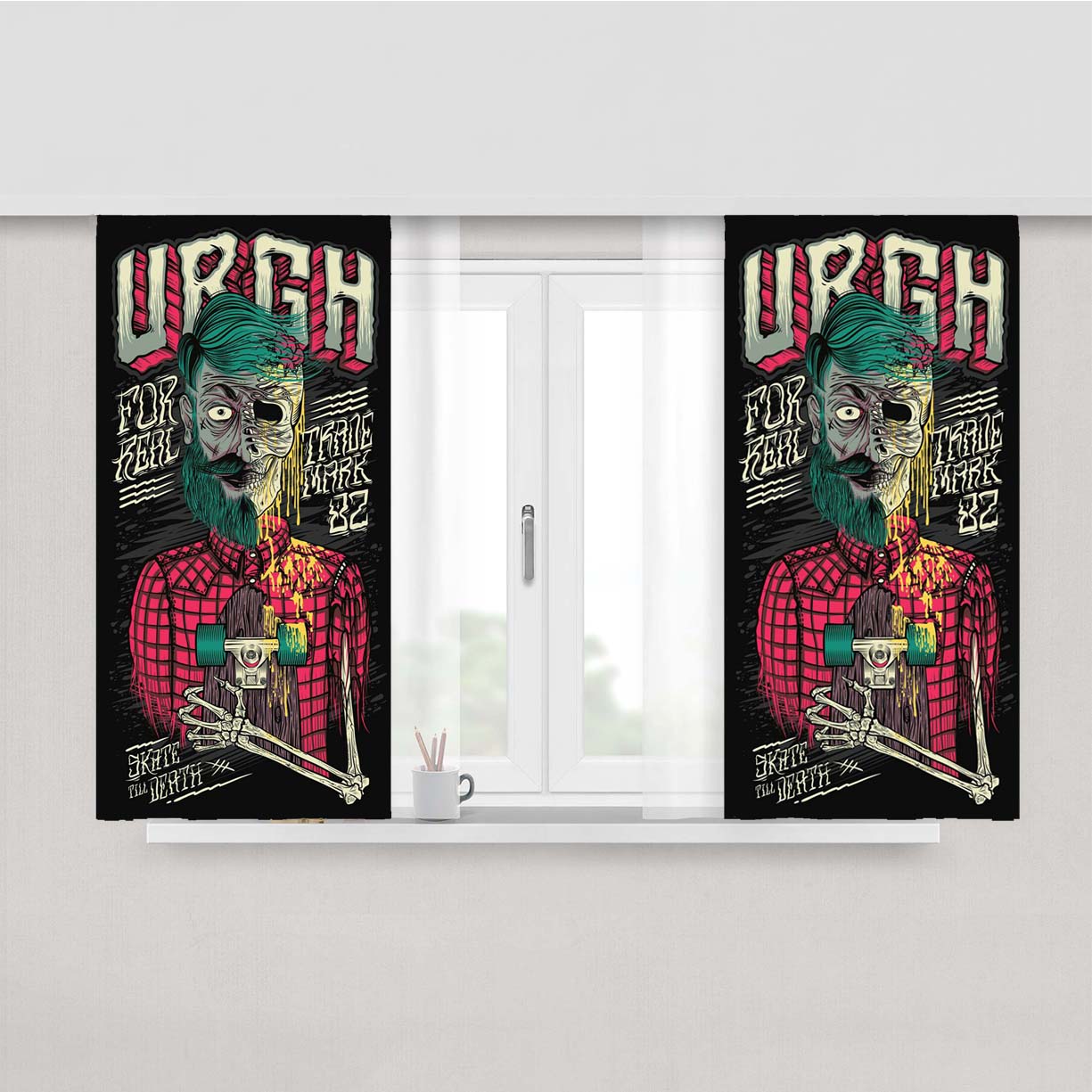 Skate Urgh Peach Skin Window Curtains