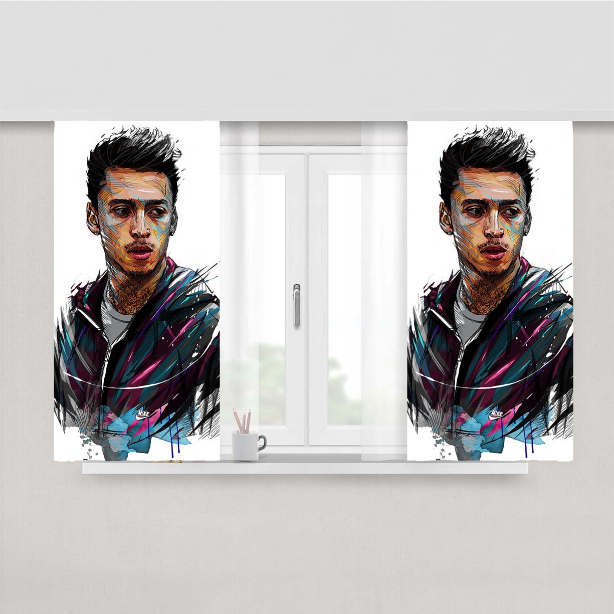 Skateboarding Nyjah Huston Peach Skin Window Curtains