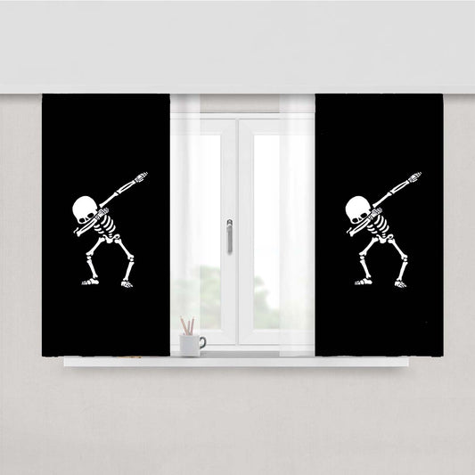 Skeleton Dab Dance Peach Skin Window Curtains