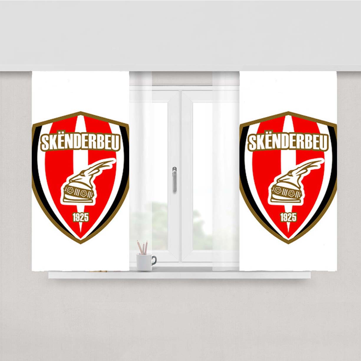 Skenderbeu Logo Peach Skin Window Curtains