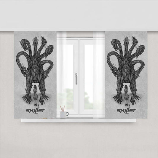 Skillet Dragon Rock Band Logo Peach Skin Window Curtains
