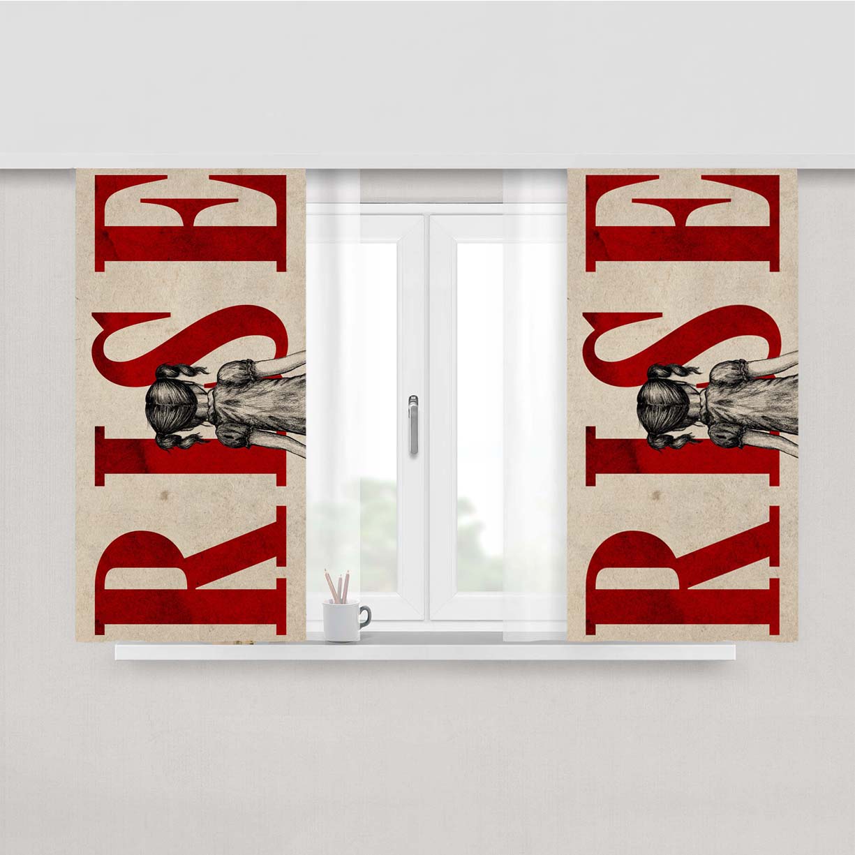 Skillet Rise Girl Cover Art Peach Skin Window Curtains
