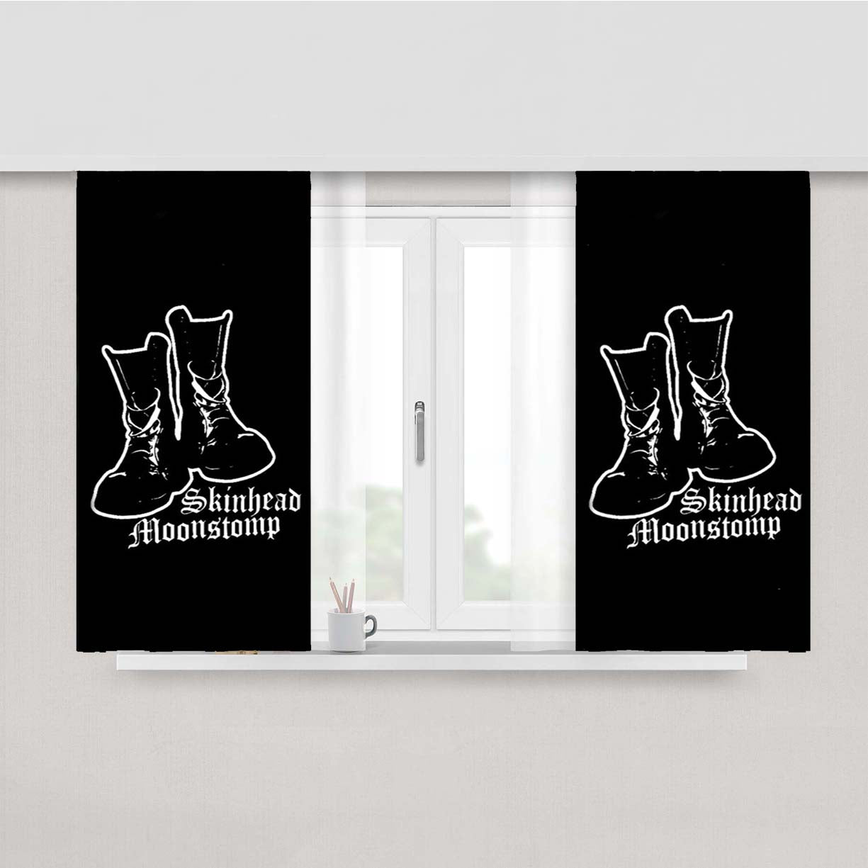 Skinhead Moonstomping Punk Rocker Logo Peach Skin Window Curtains