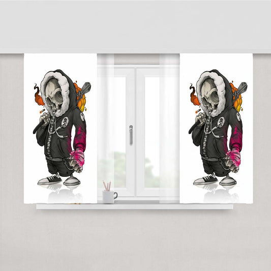 Skinhead Mural Baseball Peach Skin Window Curtains