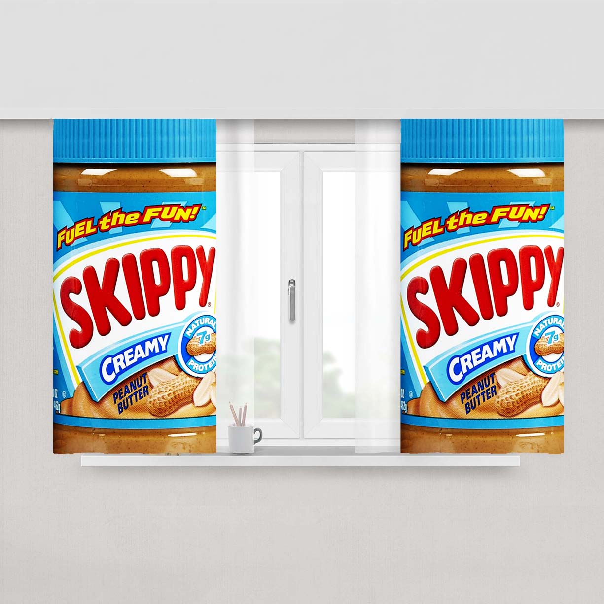 Skippy Creamy Peanut Butter Peach Skin Window Curtains