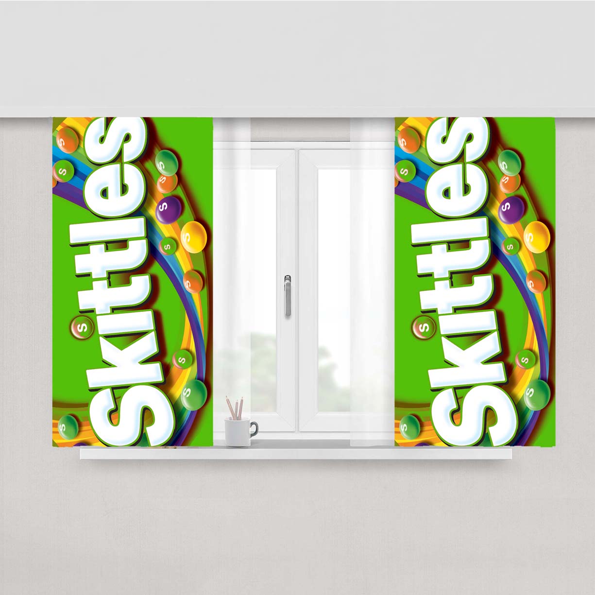 Skittles Green Peach Skin Window Curtains