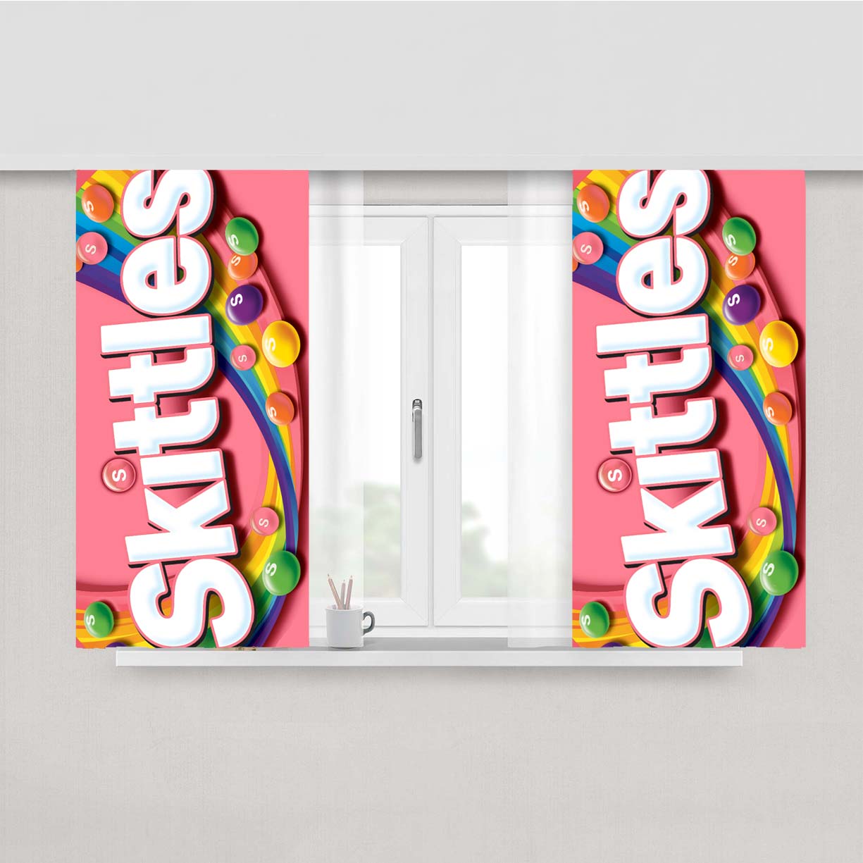 Skittles Pink Peach Skin Window Curtains