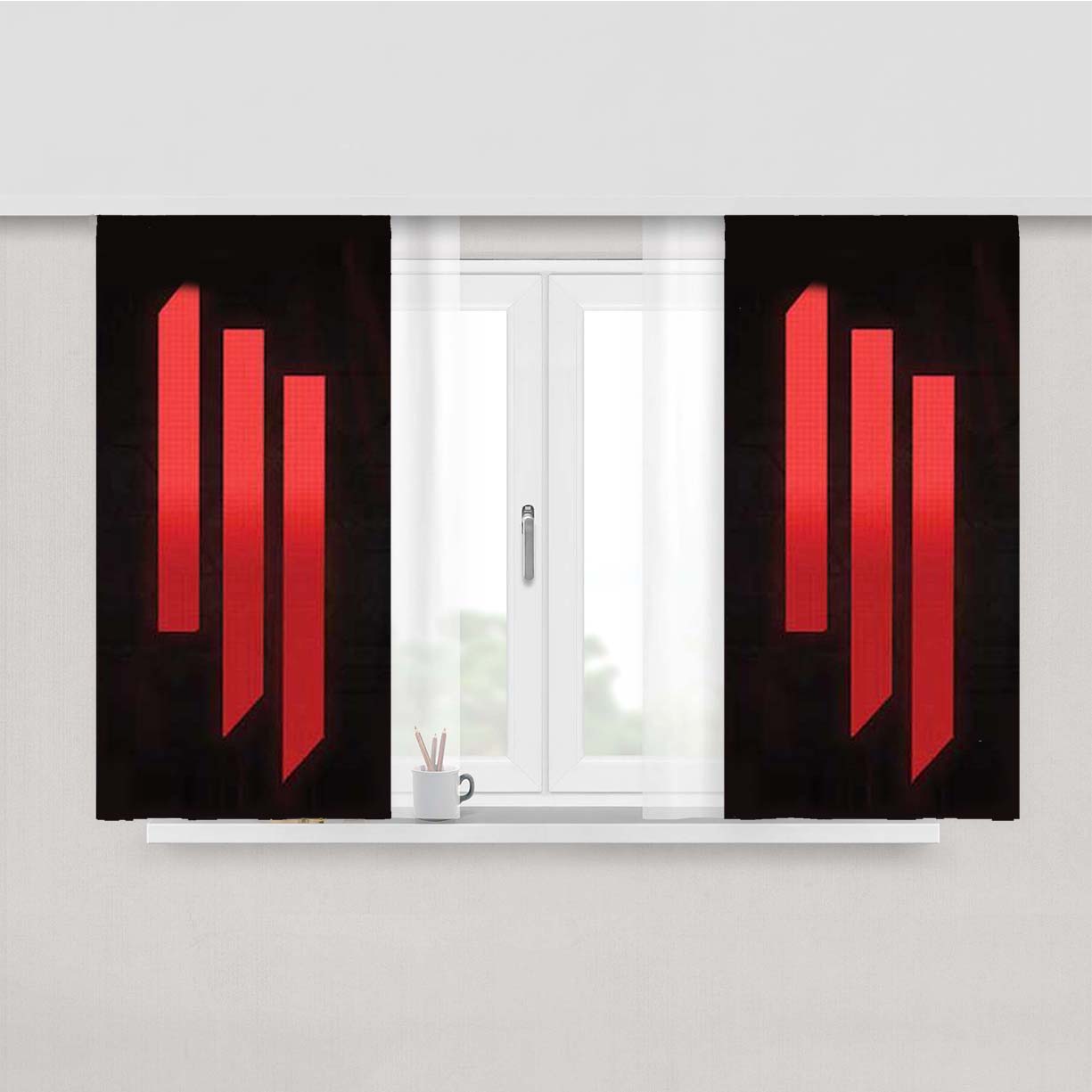 Skrillex Logo Stripes Peach Skin Window Curtains