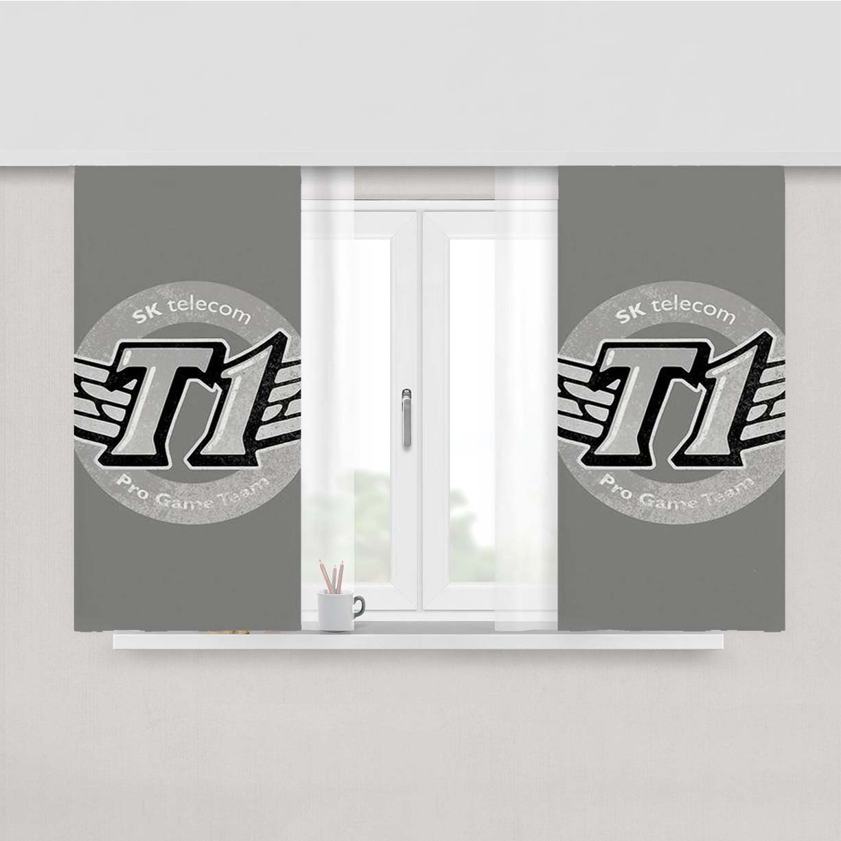 Skt T1 Vintage Logo Peach Skin Window Curtains