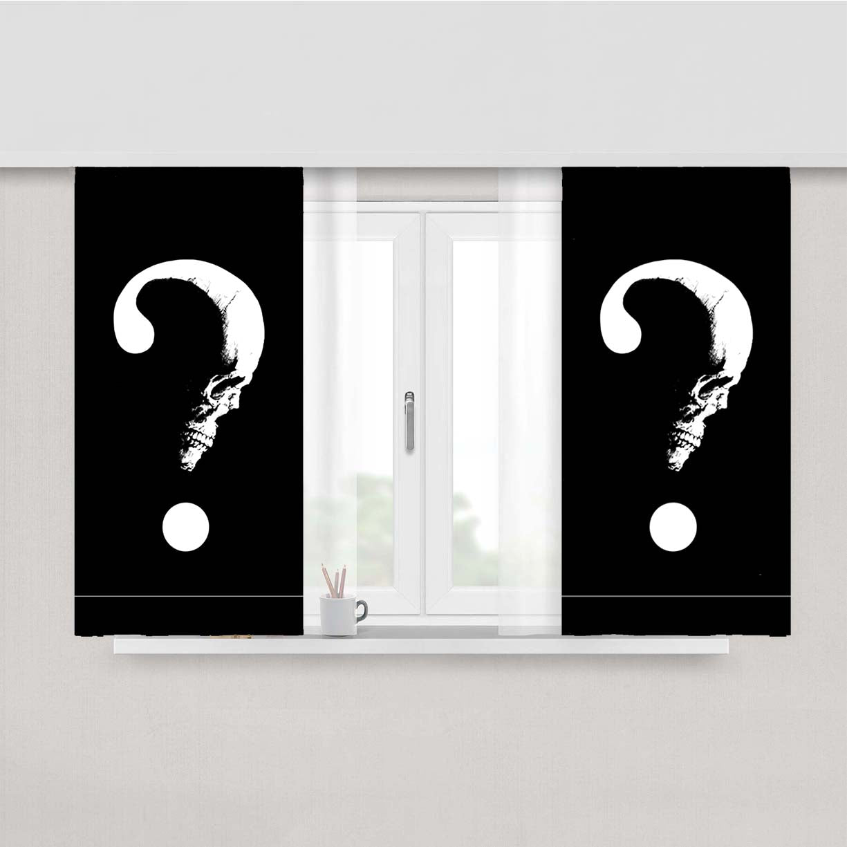 Skull And Gothic Art Peach Skin Window Curtains