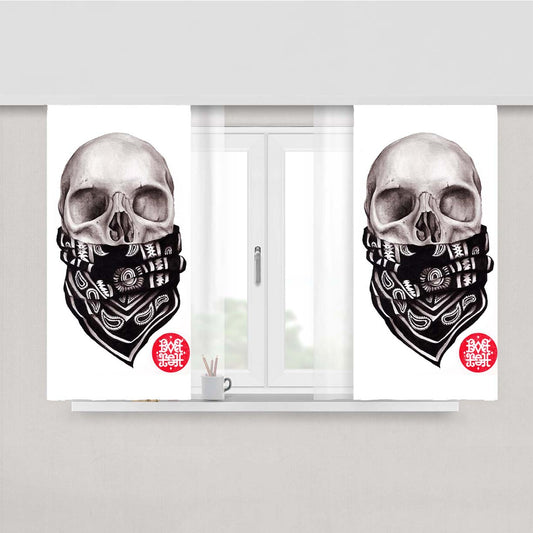 Skull Art Of Barish Peach Skin Window Curtains