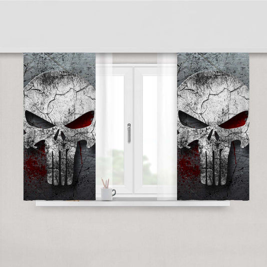 Skull Blood Punisher Peach Skin Window Curtains