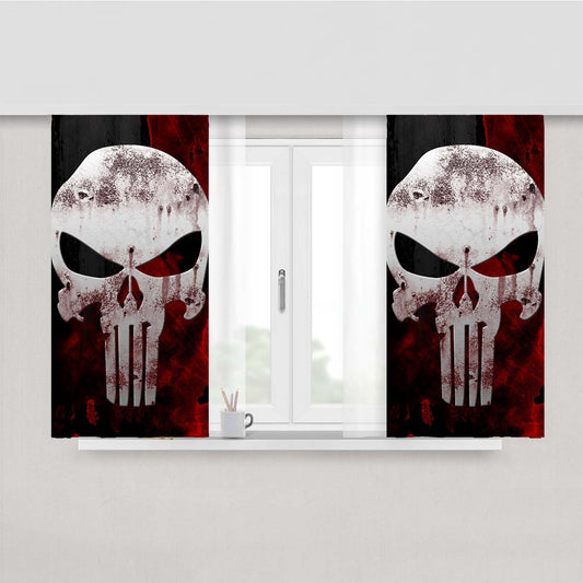 Skull Bloody Logo Peach Skin Window Curtains