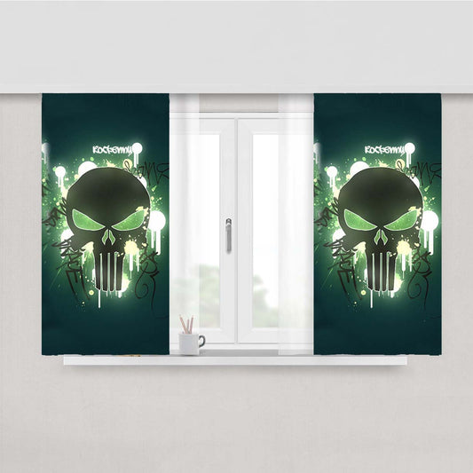 Skull Peach Skin Window Curtains