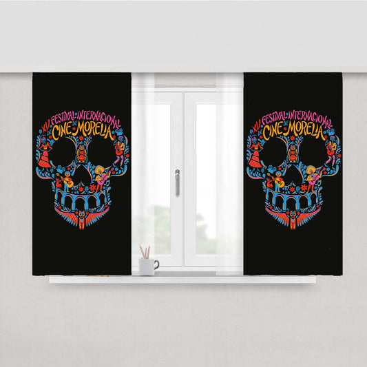 Skull Cine De Morelia Coco Peach Skin Window Curtains