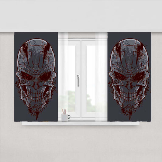 Skull Cyborg Peach Skin Window Curtains