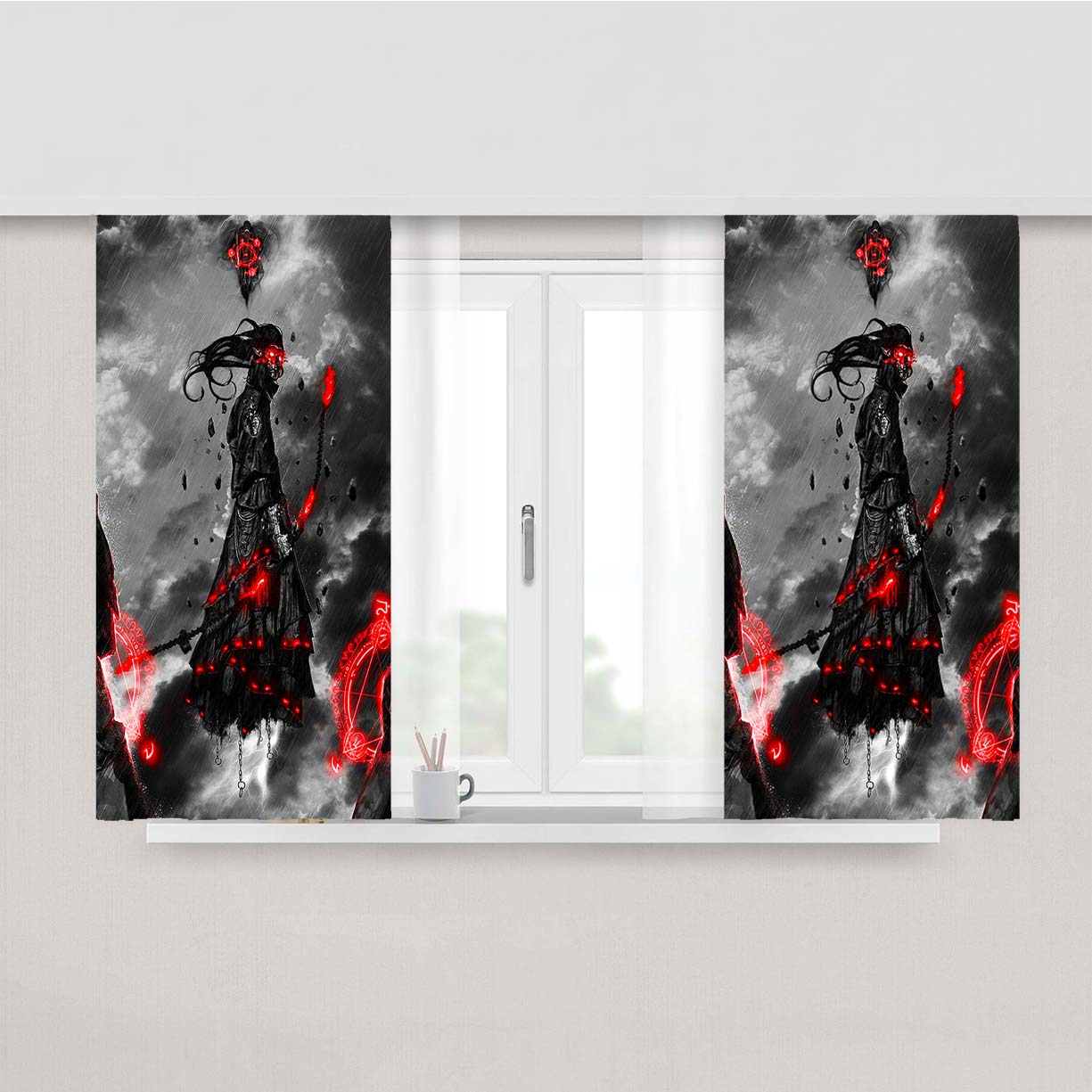 Skull Dark Archer Peach Skin Window Curtains