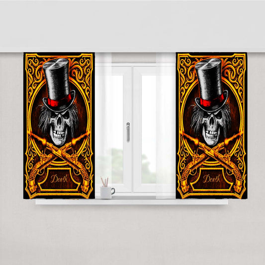 Skull Death Gun Peach Skin Window Curtains