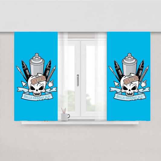 Skull Emblem Peach Skin Window Curtains