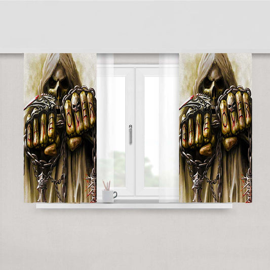 Skull Game Over Peach Skin Window Curtains