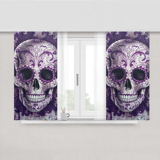 Skull Jingga Peach Skin Window Curtains