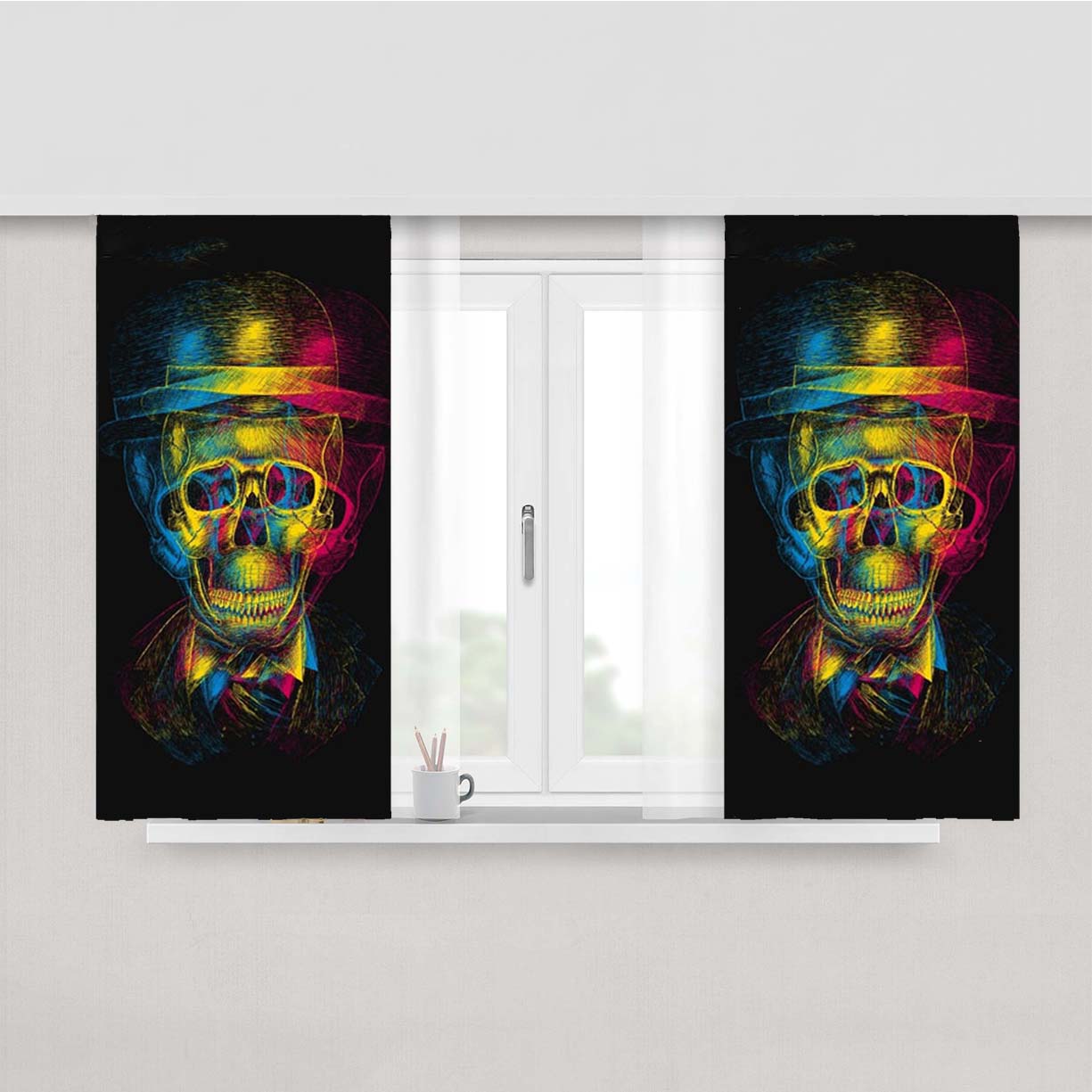 Skull Logo Peach Skin Window Curtains