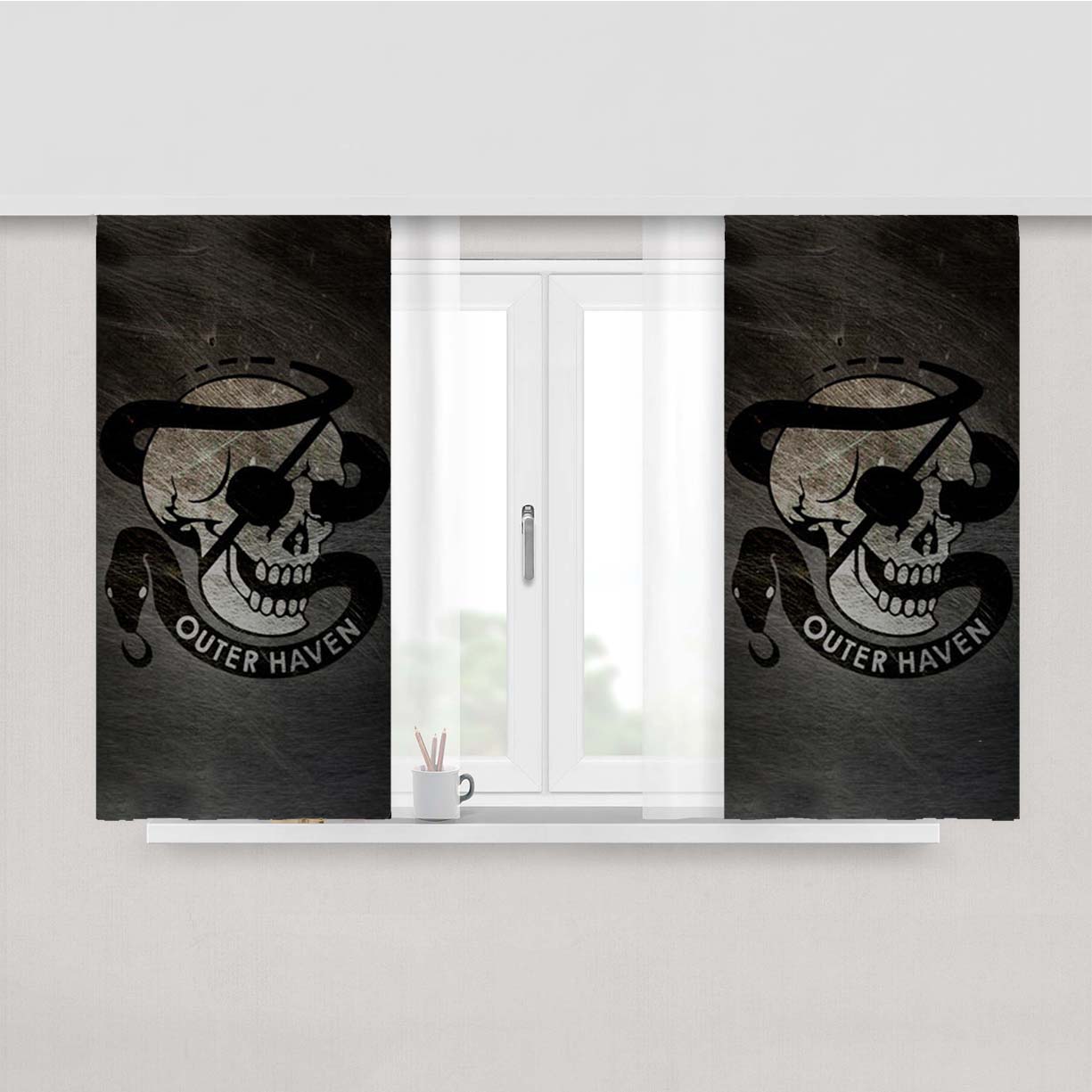 Skull Outer Haven Peach Skin Window Curtains