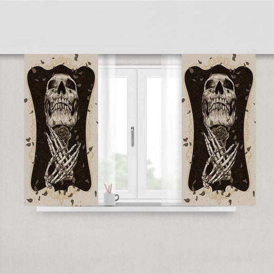 Skull Roses Peach Skin Window Curtains